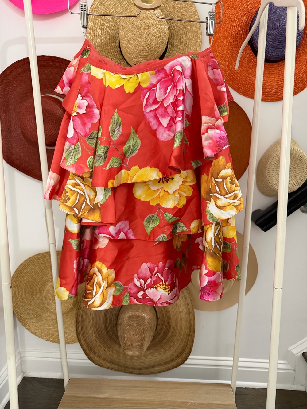 ASOS Red Floral Off-Shoulder Mini Dress